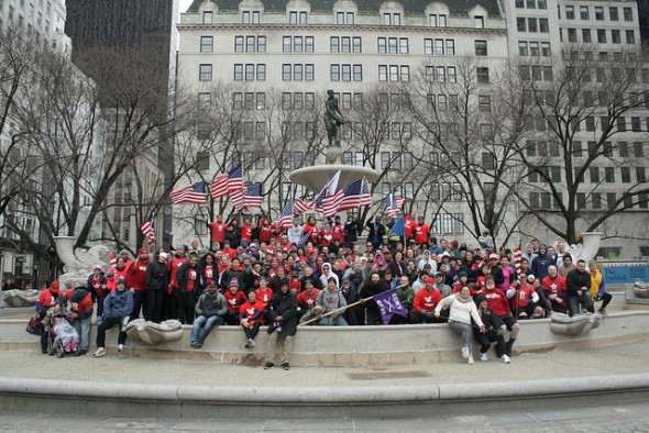 A group photo of the "Run As One" 5k participants of Team Red, White & Blue, Team Rubicon and The Mission Continues. Photo by Stacey Kilpatrick