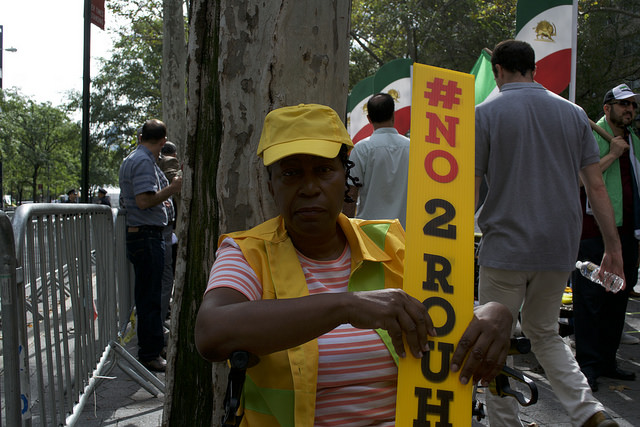 It is the third time that Fliley attends the rally. She said she is a "firm believer of freedom" Fliley wanted to support the oppressed population of Iran. Photo by Lisa Setyon