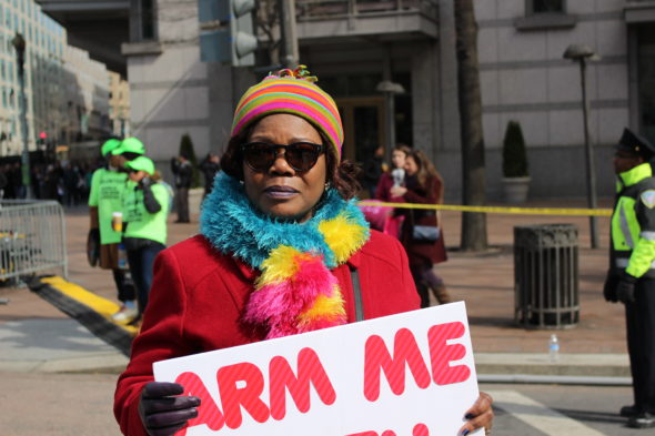 A third grade teacher a Barnard Elementary School in protests at the March for Our Lives in Washington, D.C.